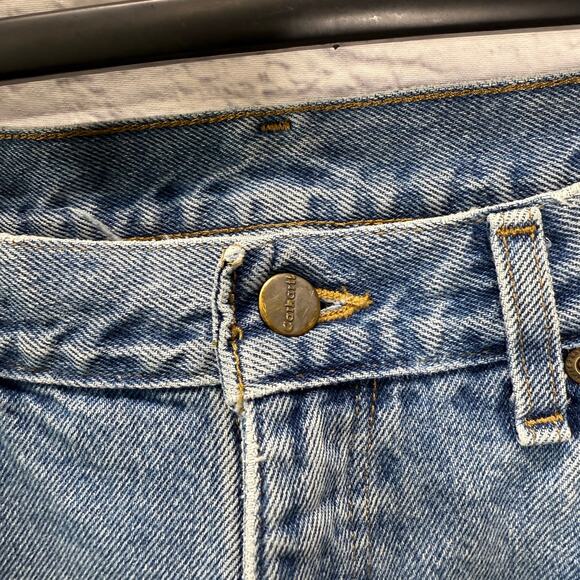 Carhartt Flannel Lined Mens 35x28 Jeans Relaxed Fit Straight Leg Light Wash - Picture 5 of 9